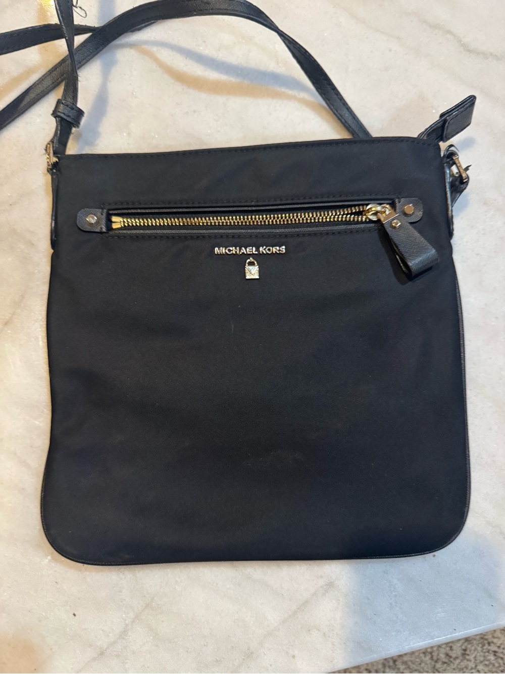 Michael Kors Kelsey Black Crossbody with Gold Hardware Accent
